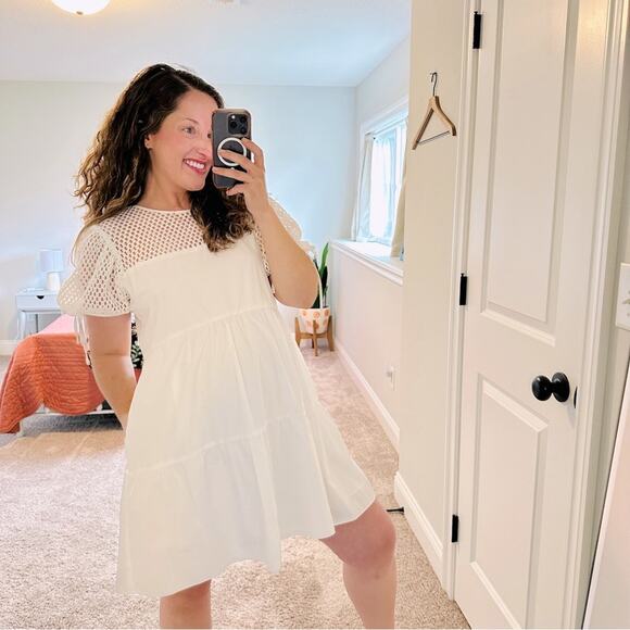 NWT Amanda Uprichard White Crochet Mini Dress Large - Picture 1 of 13